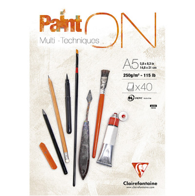 Μπλοκ Mixed Media Paint'ON 14,8x21cm 40φ Blanc 250g Clairefontaine