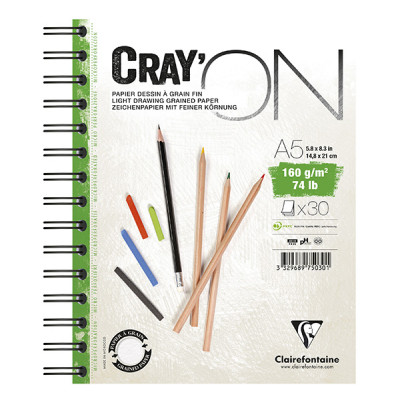 Μπλοκ Cray'ON Α5 14,8x21cm 160g 30φ. Clairefontaine Rhodia