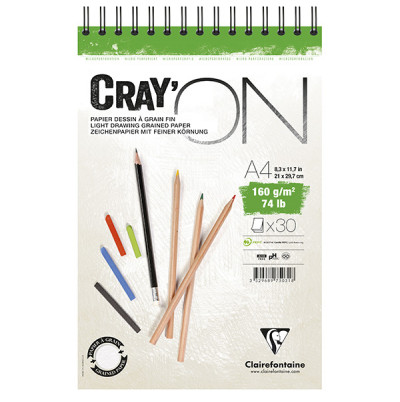Μπλοκ Cray'ON Α4 21x29,7cm 160g 30φ. Clairefontaine Rhodia