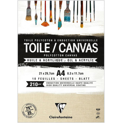 Μπλοκ Με Φύλλα Καμβά Α4 10 φύλλα Sable Natural Clairefontaine Rohdia