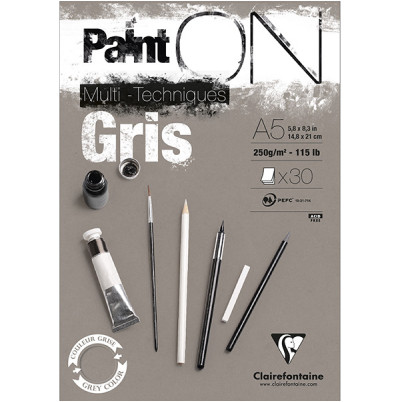Μπλοκ Mixed Media Paint'ON Gray 14,8x21cm 30φ 250g Clairefontaine