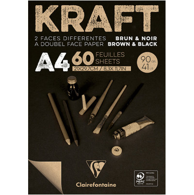 Μπλοκ KRAFT Black & Brown 21x29,7cm 90g 60φ. Clairefontaine Rhodia