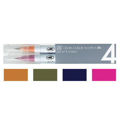 Μαρκαδόροι Σετ 4τεμ Clean Color Deep Kuretake