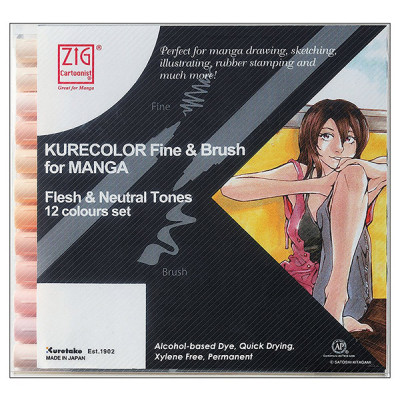 Μαρκαδόροι Σετ 12τεμ Kurecolor Manga Flesh Tones Kuretake